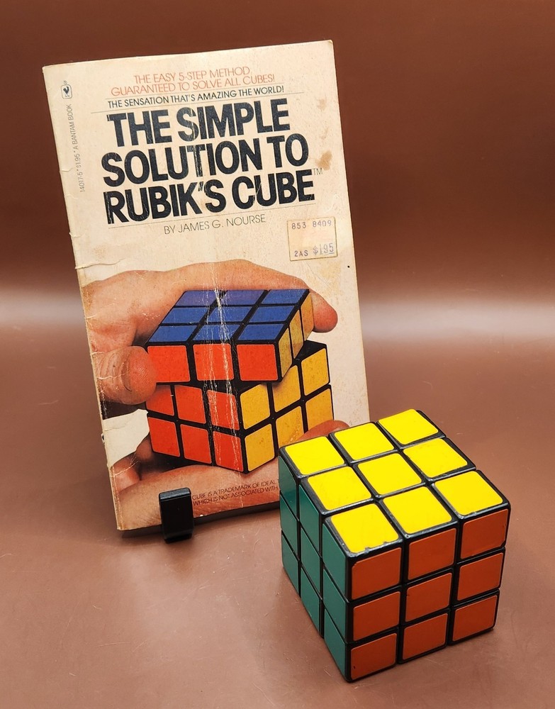 Vintage 1981 Simple Solution to Rubik's Cube Book + 3x3 Puzzle Cube Bundle