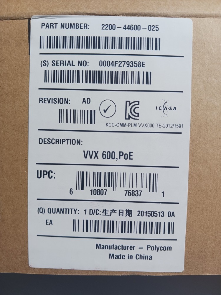 Polycom VVX 600 Gigabit IP Touchscreen Display Phone with Handset