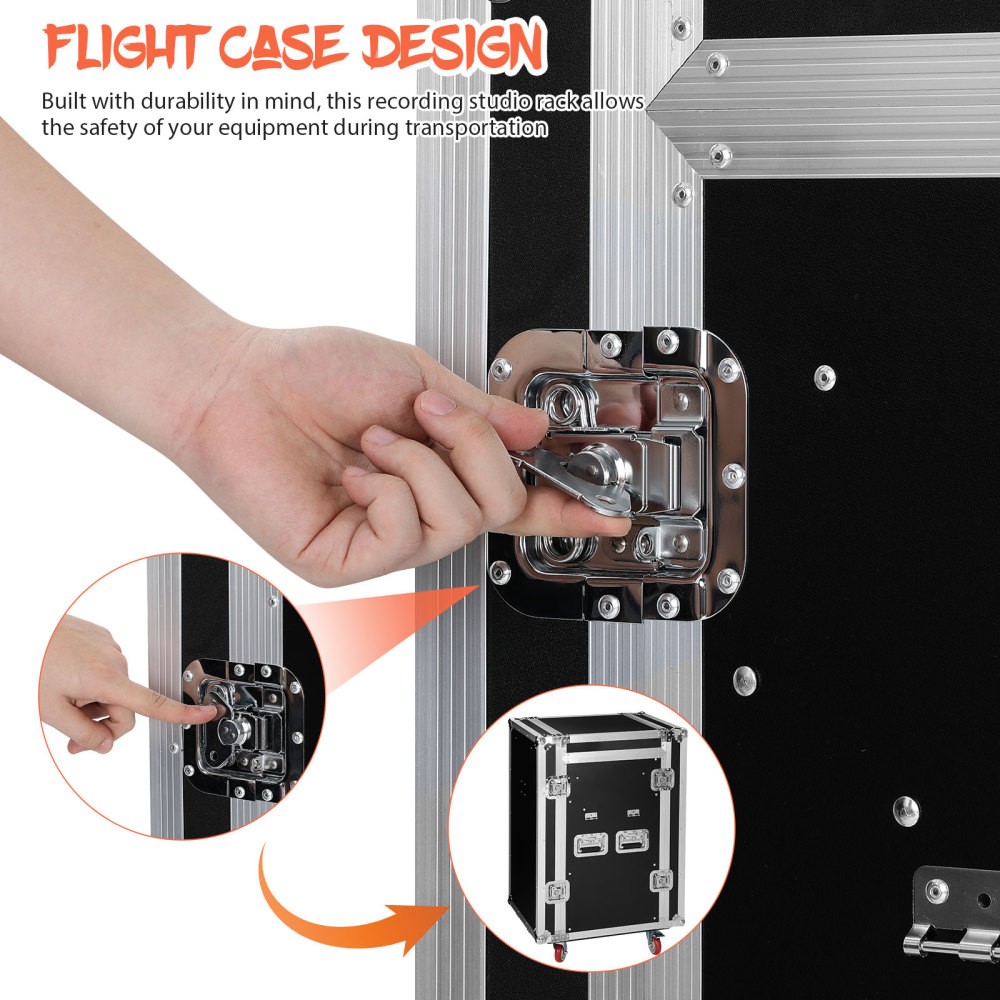 16U DJ Road Case Flight Case Tilted Mixer Stand & Work Table,Studio Rack Cabinet