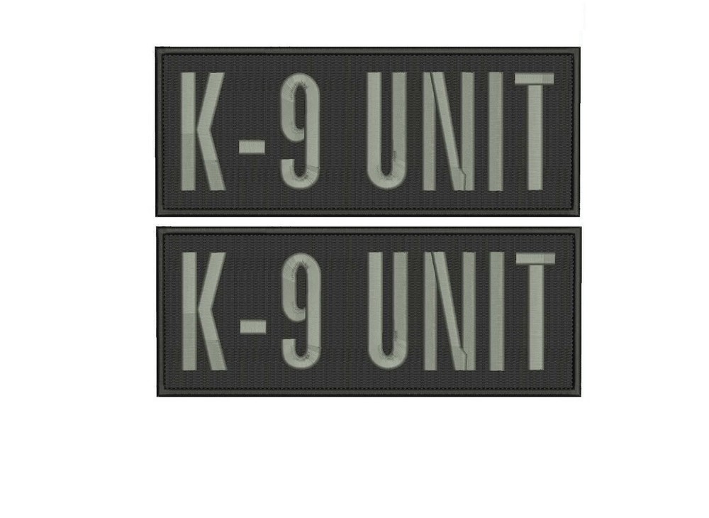 K-9 UNIT 2 EMBROIDERY PATCH 4X8' and 2x5 hook ON BACK grey