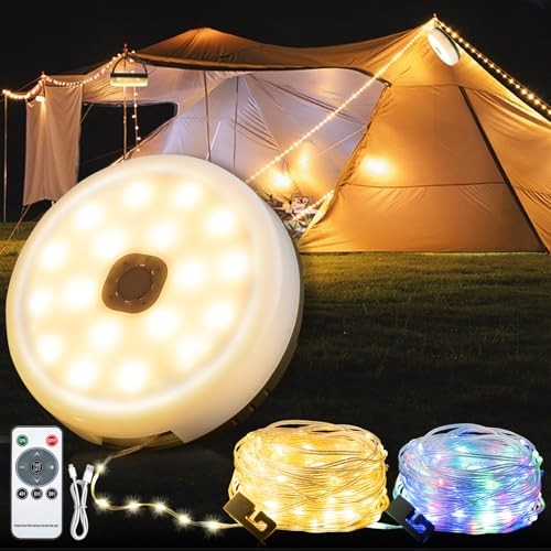 Camping String Lights with Remote Control, 4 in Outdoor 1 Remote control