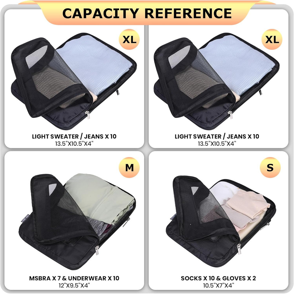 Ultralight Compression Packing Cubes Travel for Suitcases ，Compressible Mesh Pac