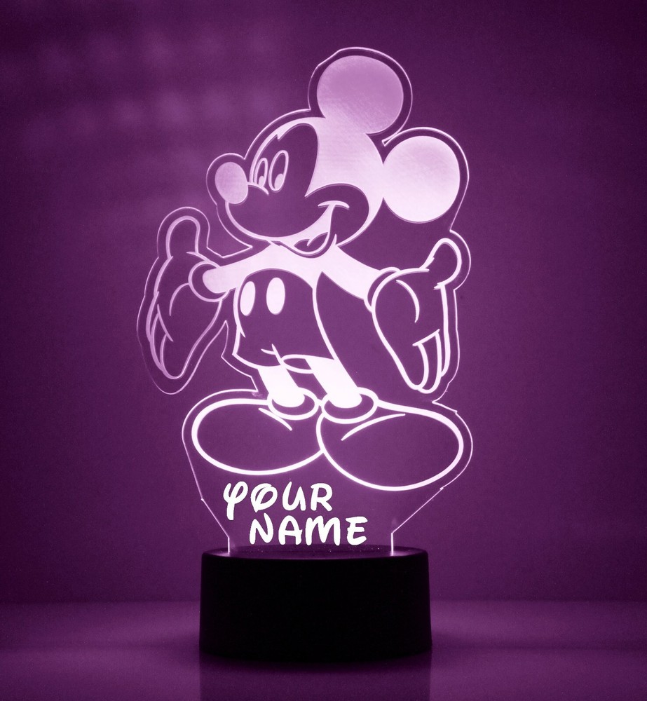 Mickey Mouse Personalized FREE LED Night Light Lamp with Remote Control Light