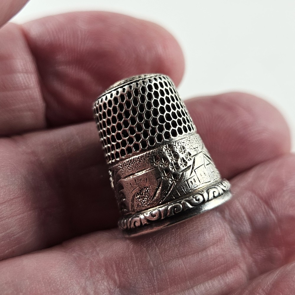 Victorian Sterling Silver Thimble 5.0g Size 9 [8275]