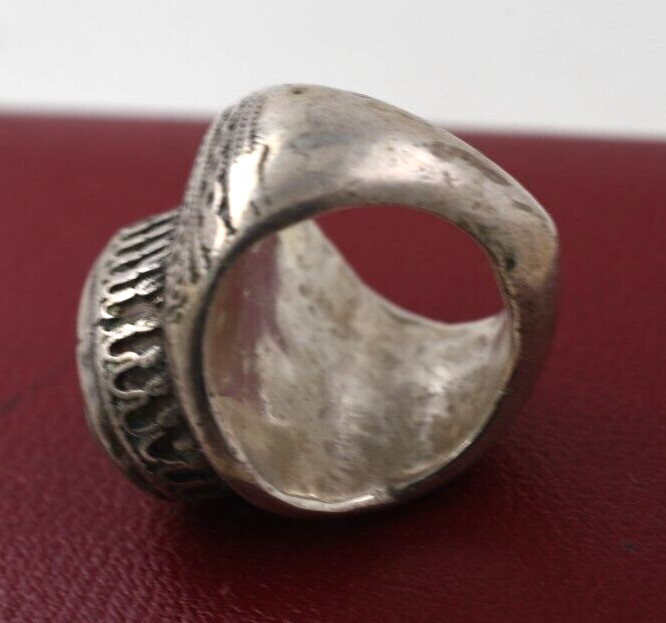 Hand Made Silver & Turquoise Large Ring 34g Size 7