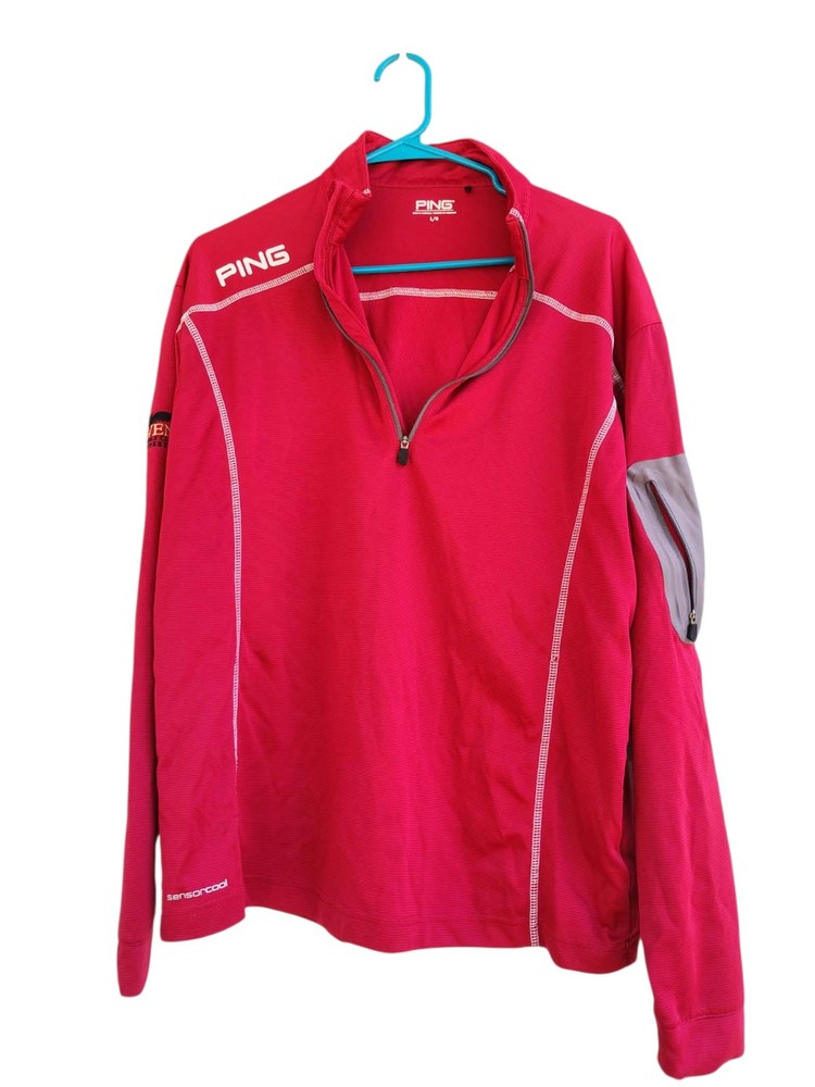 PING SensorCool Pullover Jacket Men’s L Red 1/4 Zip Golf Athletic Lightweight