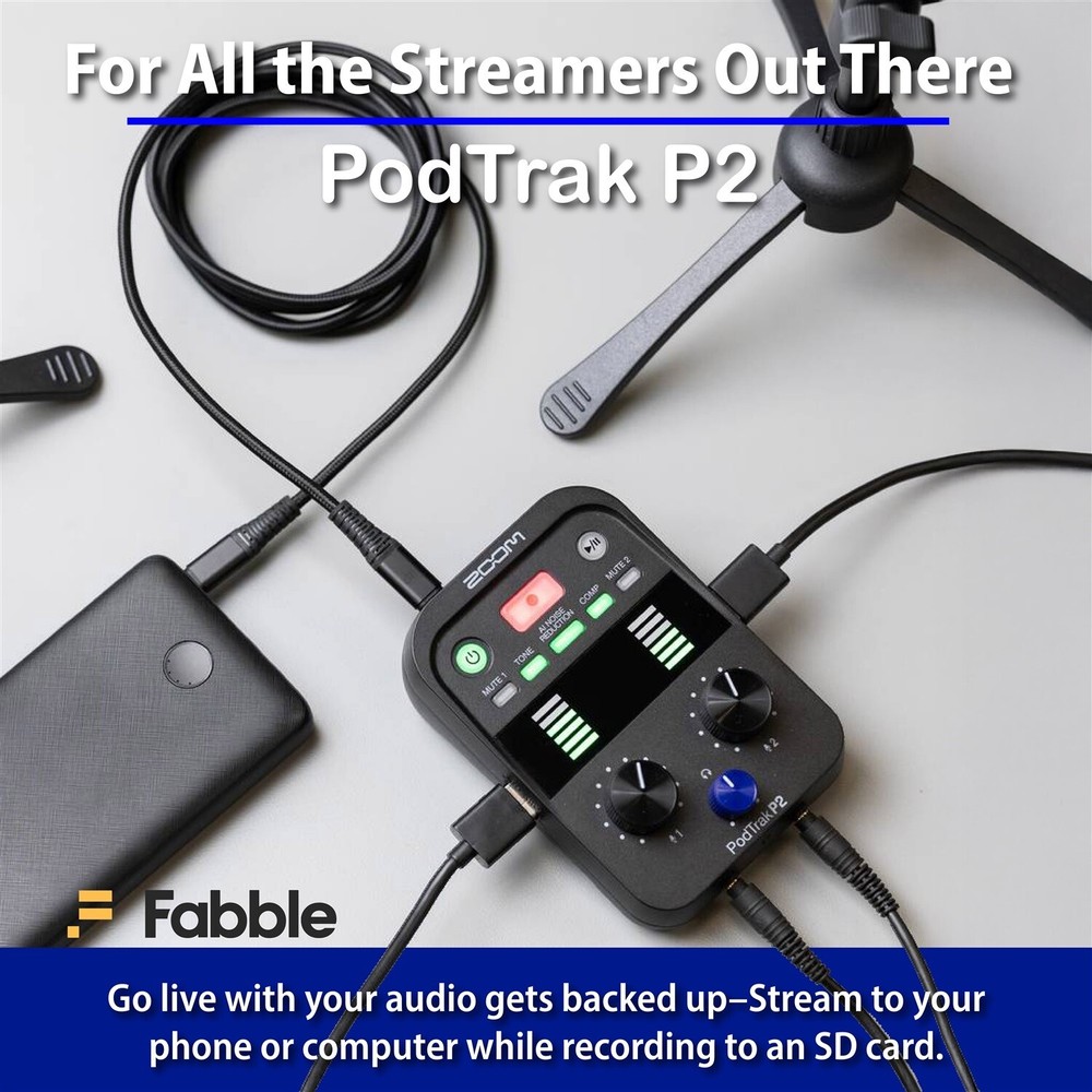 Zoom PodTrak P2 Podcast Recorder Bundle