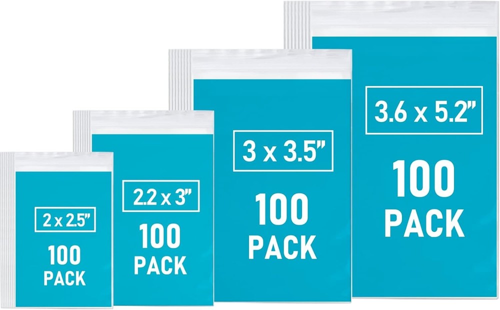 Assorted Mini Zip Lock Plastic Bags Resealable Storage Baggies