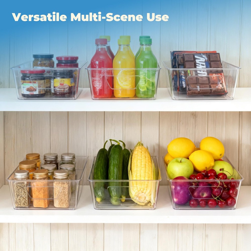 Stowgo 6 Pack Pantry Organizers and Storage, Clear Plastic with 6pack,