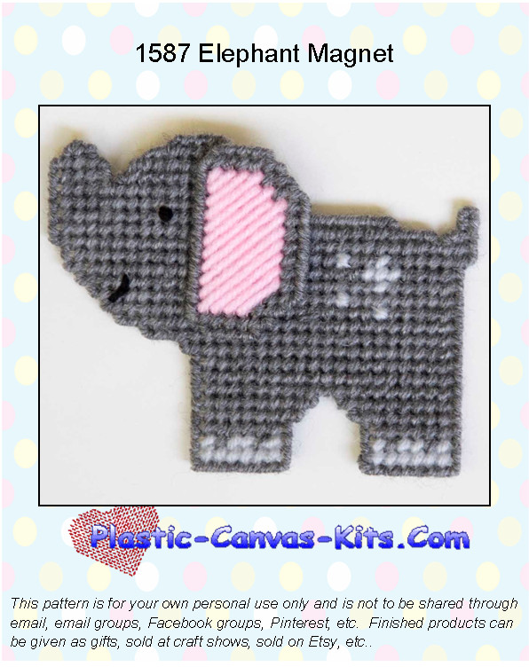 Elephant Magnet-Plastic Canvas Pattern or Kit