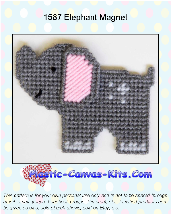 Elephant Magnet-Plastic Canvas Pattern or Kit