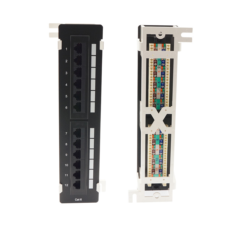 CAT6 UTP 12 PORT NETWORK MINI PATCH PANEL 110 WITH SURFACE WALL MOUNT BRACKET