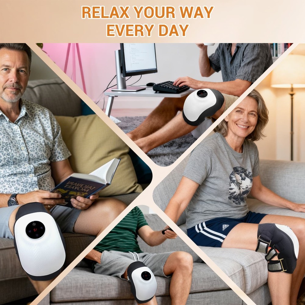 Knee Wrap Massager Air Compression Heating Pad for Circulation Therapy