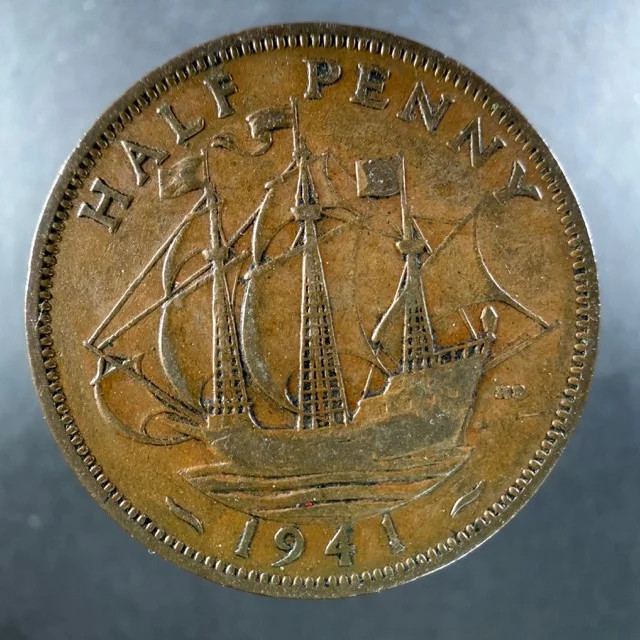 1941 Great Britain Half Penny George VI Bold Design