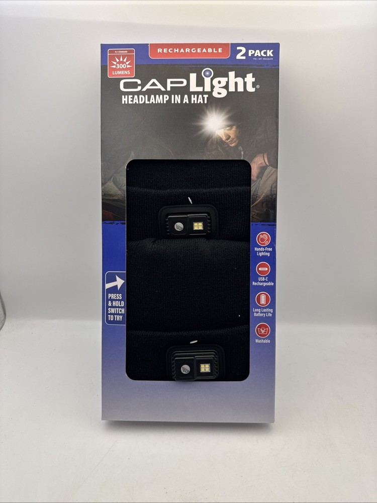CAPLight Rechargeable 4.0 Knit APX Beanies, 2 Pack (Black)
