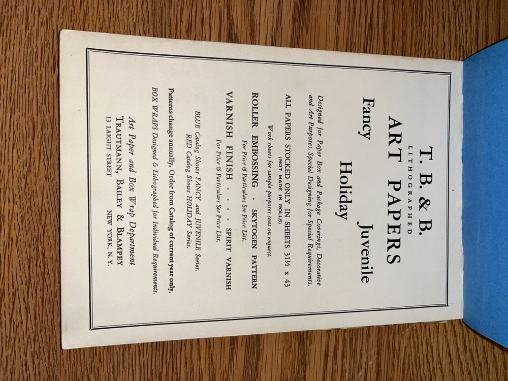 1942 TB&B Lithographed Art Paper