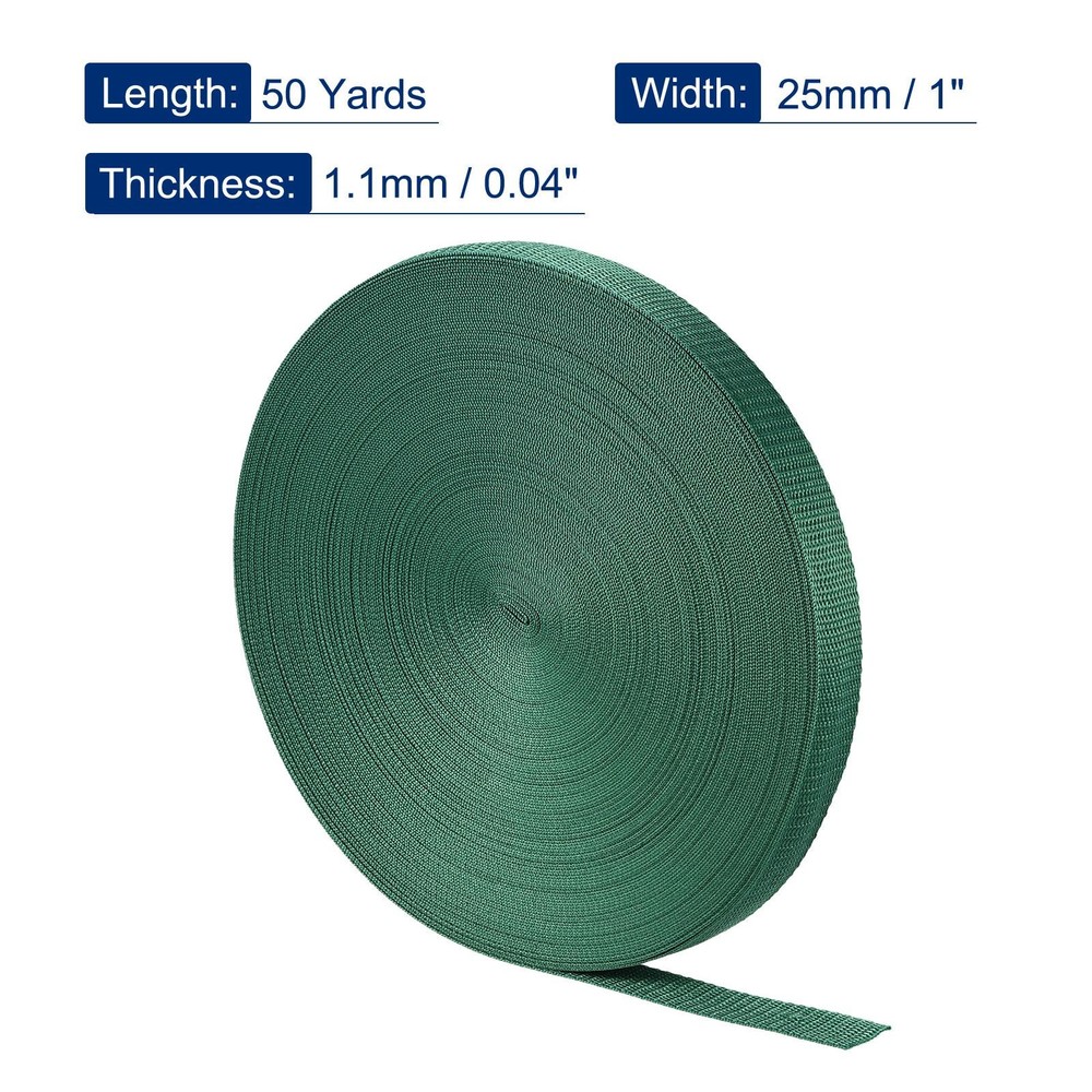 Lightweight Polypropylene Webbing Strap 1" 50 Yards Grass Green Strapping