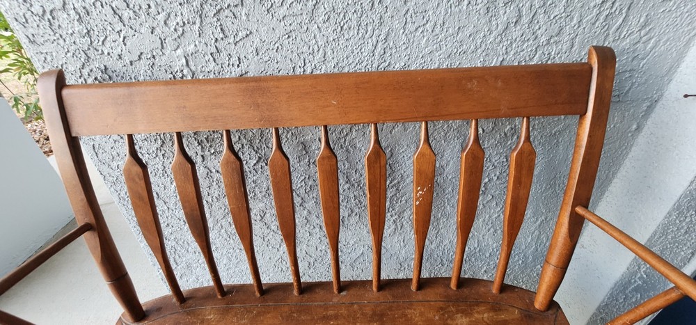 Vintage Nichols & Stone Solid Maple Windsor Arrow-Back Wood Settee Bench
