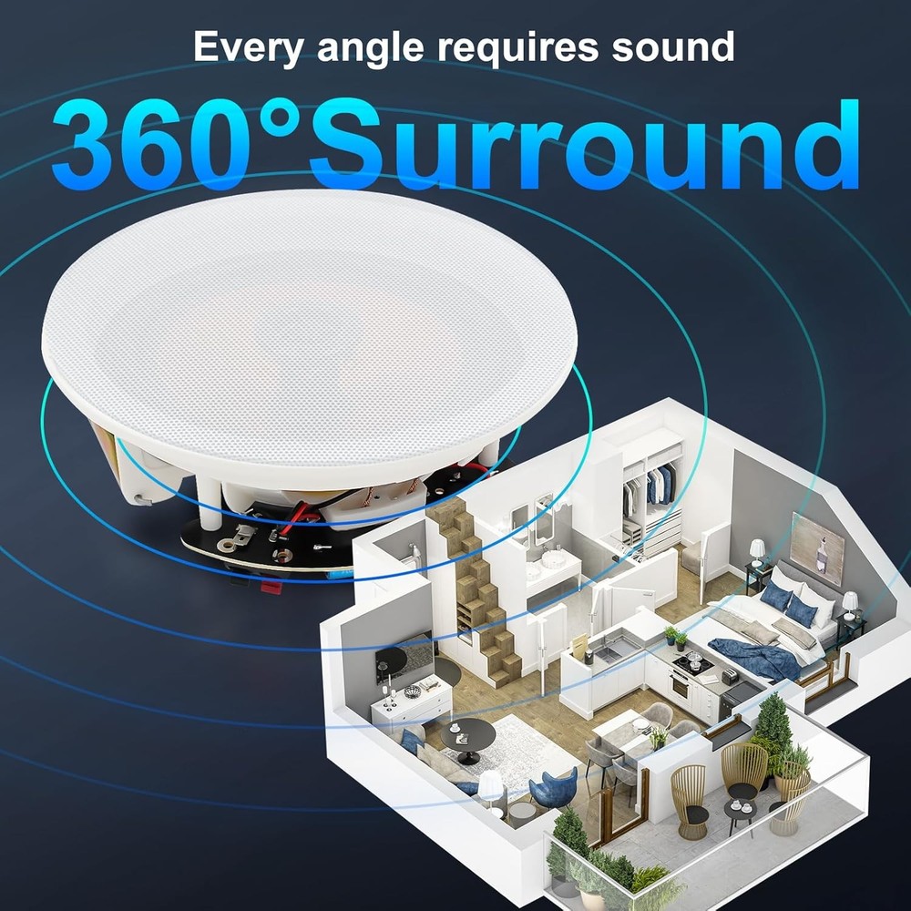 STUDIOFINIX 6.5" Bluetooth Ceiling Speakers 600W Wired Recessed Speaker System