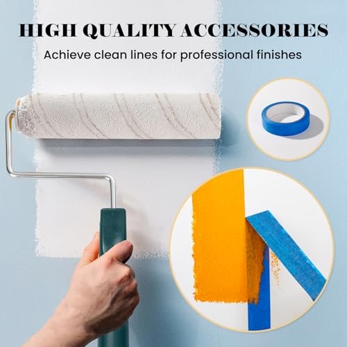 9 Inch Paint Roller, Microfiber Roller Covers with Extension Pole, 5-Wire