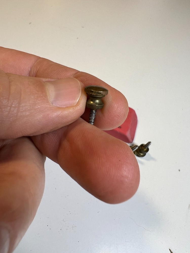 10: Tiny Small Vintage Mid Century Solid Brass Feet Knobs Handles Screw Hardware