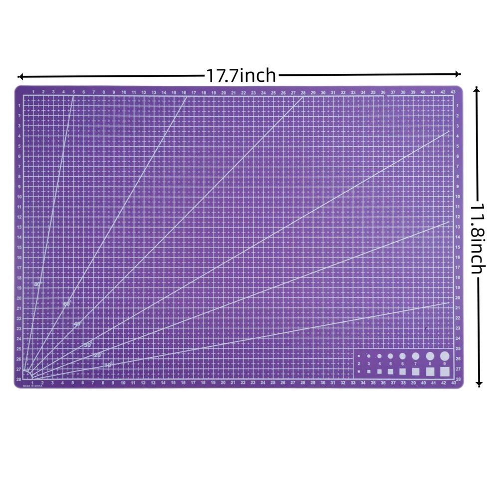 A3 Double Sided Craft Cutting Mat Self Healing Sewing Pad Purple