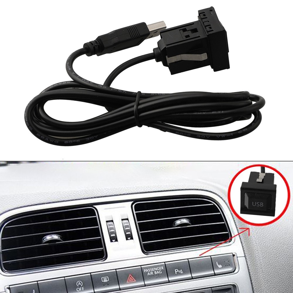 Car for DASH Flush Mount AUX USB Port Panel Dual USB Extension Adapter Cable