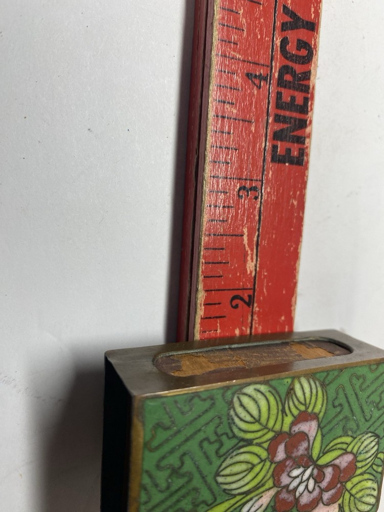 Vintage Brass And Enamel Match Box Matchbox