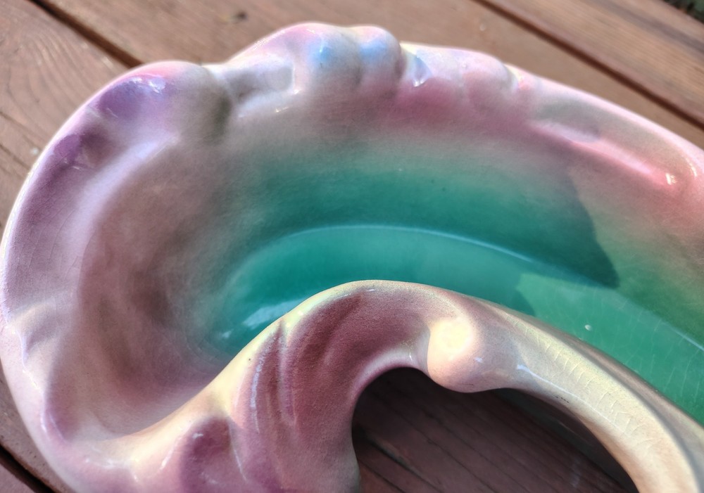1952 Wave Shaped Ceramic Console Tray By Lane & Co.