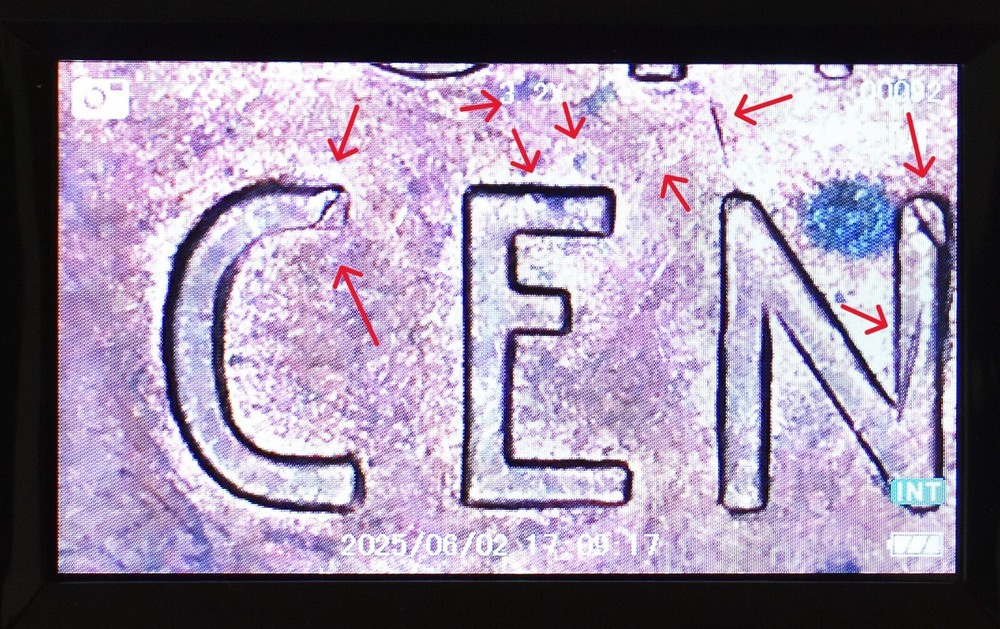 1949 D Penny Error Red Mint State Multi Error Double Die, Cracks Collar Filled D