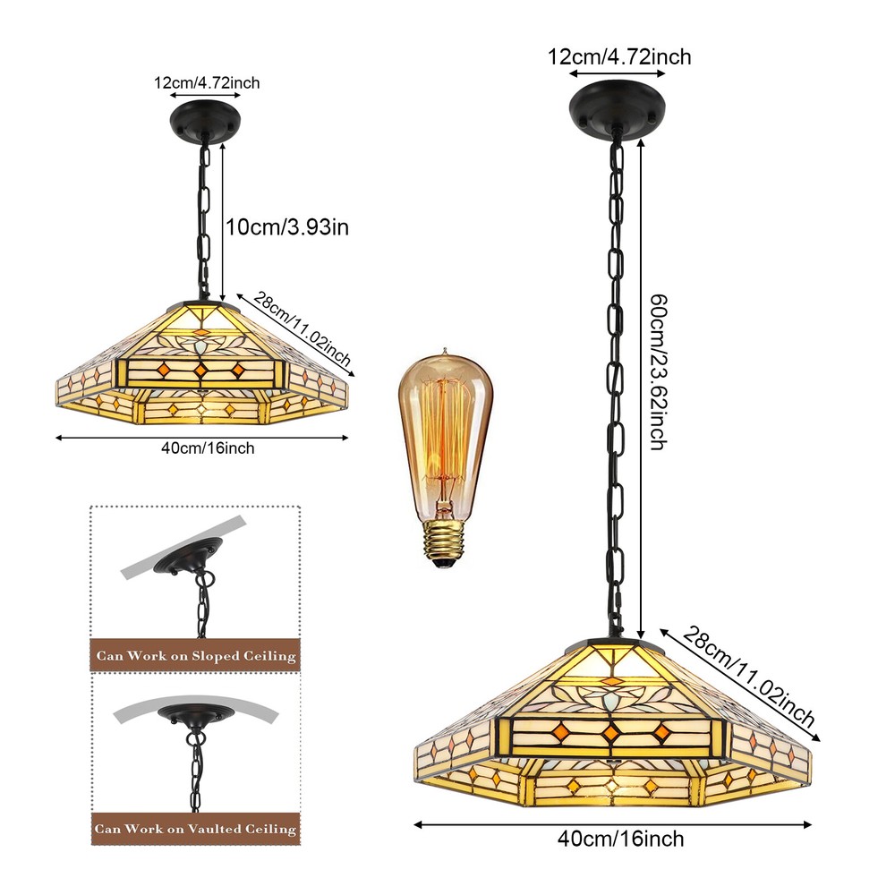 110V 2-light Tiffany Style Pendant Light for Kitchen Island Dining Room