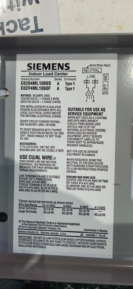 siemens e0204ml1060s indoor load center