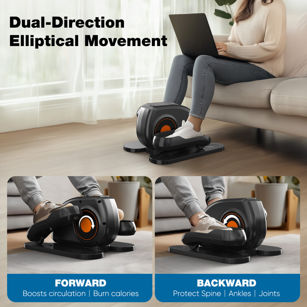 Under Desk Elliptical Machine Compact Quiet Mini Pedal Exerciser AdjustableSpeed