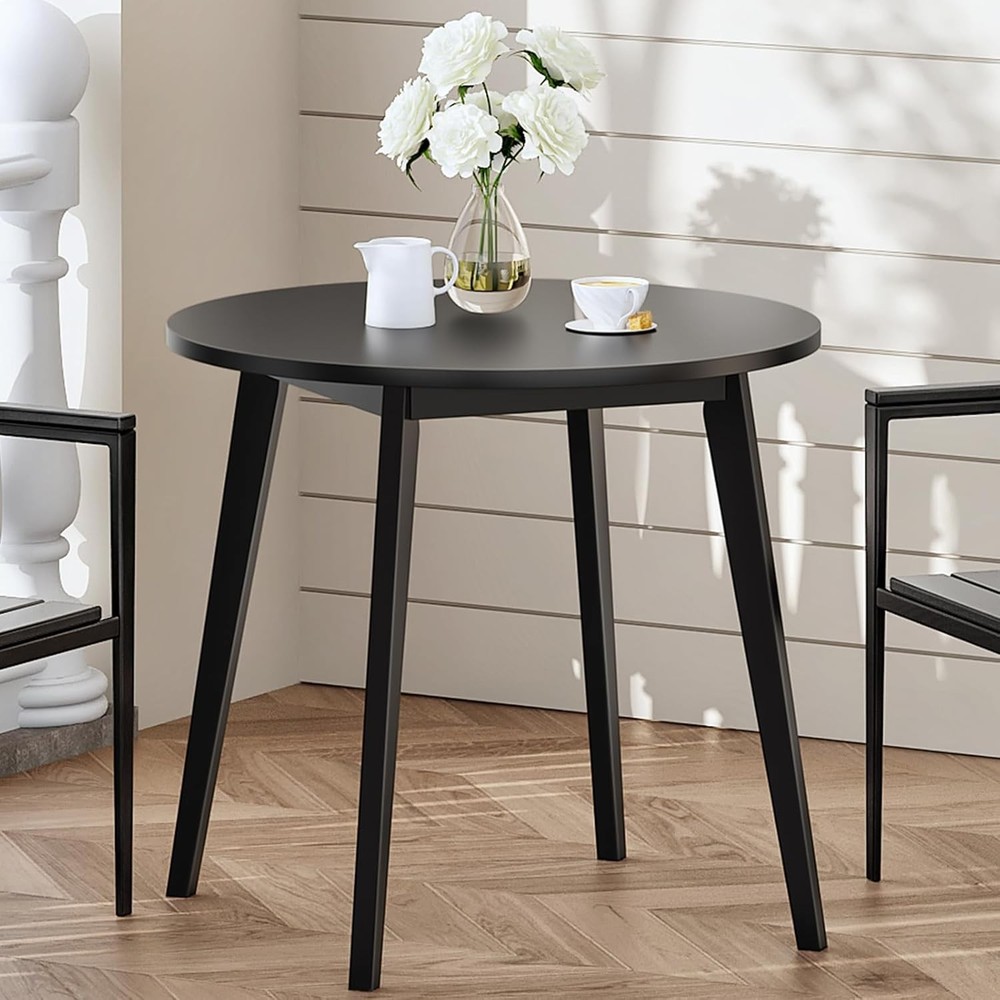 Bamboo Dining Table Round Dining Table 2 27.5" Kitchen Table Small Space Writing