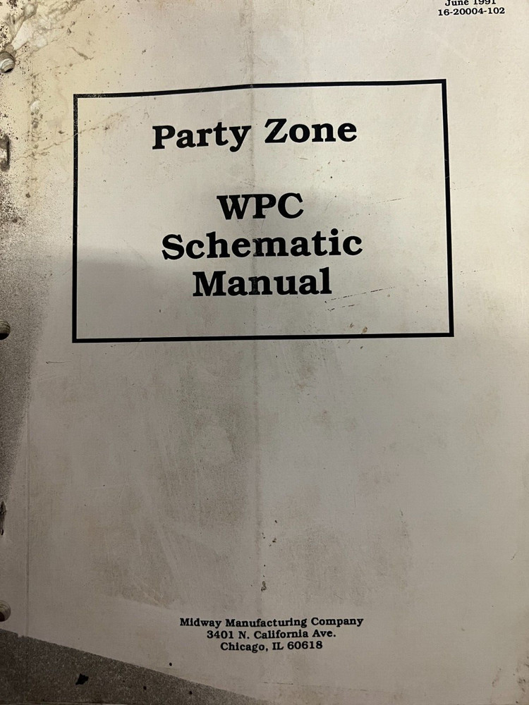 Williams Party Zone Pinball Machine Original WPC Schematic Manual