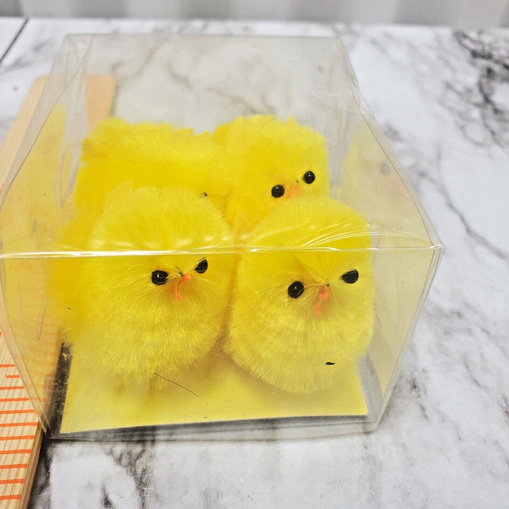 4 Easter Chenille Large Yellow Chicks  1 inches