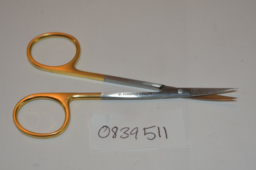 MDS 0839511 Eye Scissors 4 1/2" Curved Tungsten Carbide Tip Sharp/Sharp