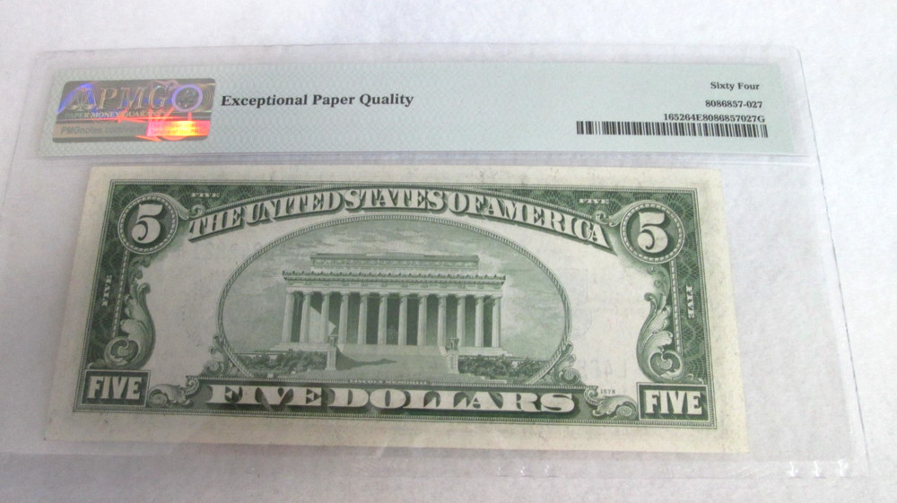 Friedberg #1652, 1934B, $5 Silver Certificate, PMG/EPQ 64