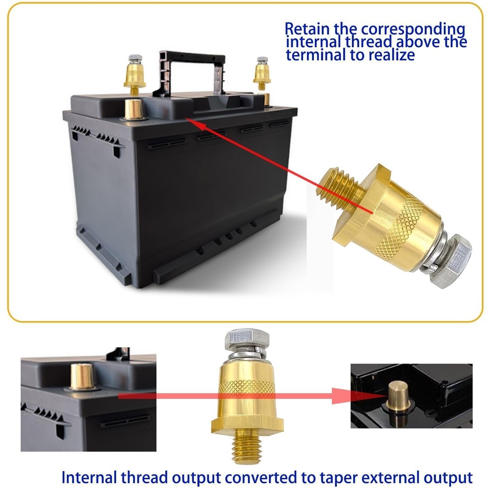 Battery Terminal Connector 3/8"-16 Battery Side Or Top Post Terminal Adapter(...