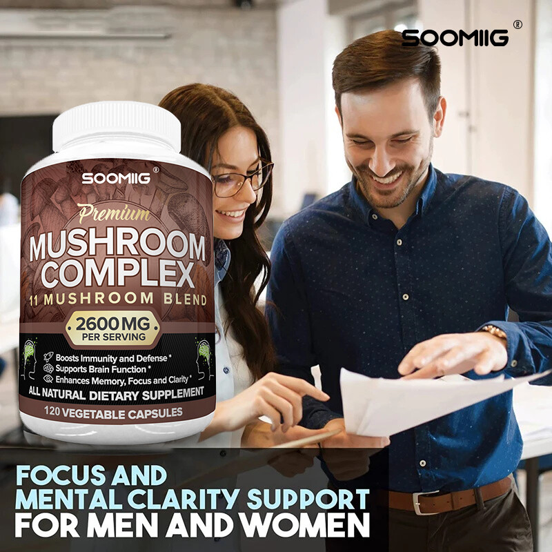 Mushroom Complex 120 Capsules Improve Memory Immune Focus Health Brain Support