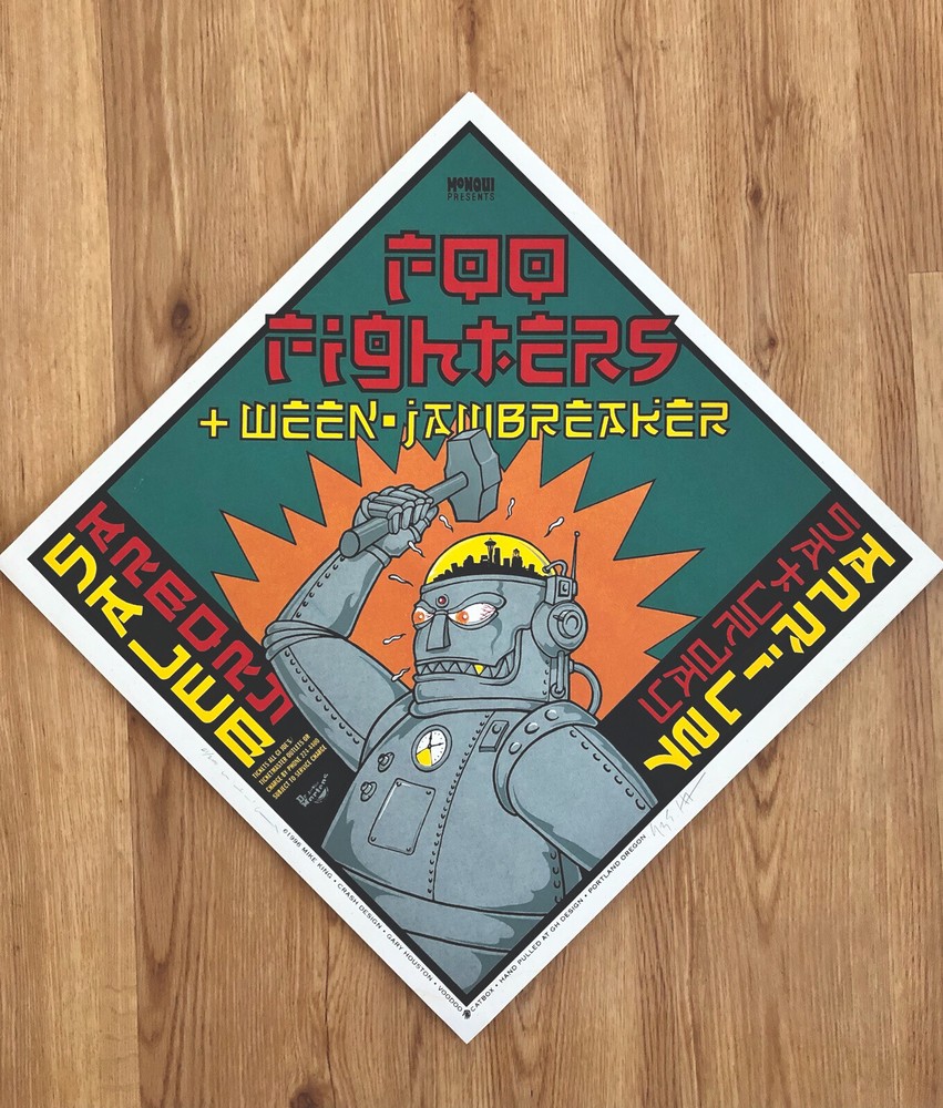 Foo Fighters Ween Original Concert Poster 1996 Signed And Numbered /200
