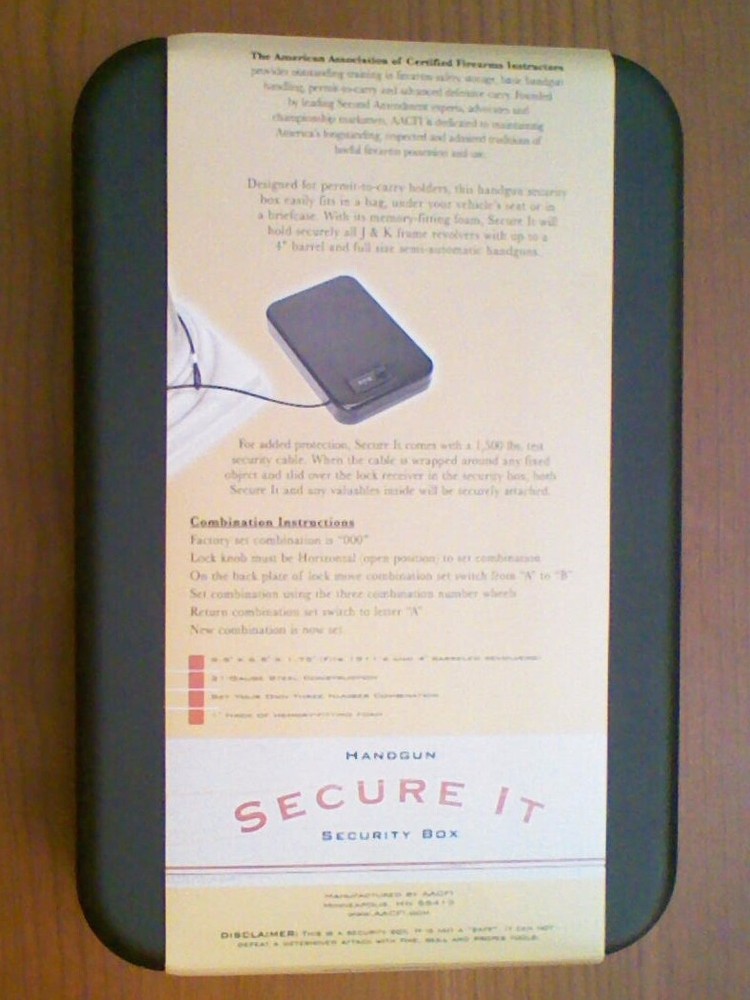 Secure It Security Personal Lockbox Safe (Secure Firearms and Valuables)