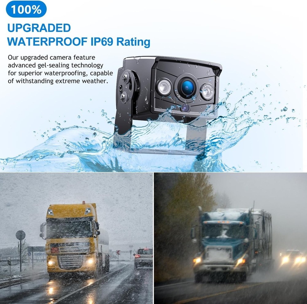 Versatile Rearview Camera System with Weatherproof Design - 50ft Night Vision
