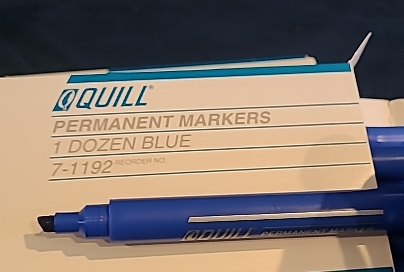 Quill Permanent Markers, Chisel Tip, 1 Dozen Blue