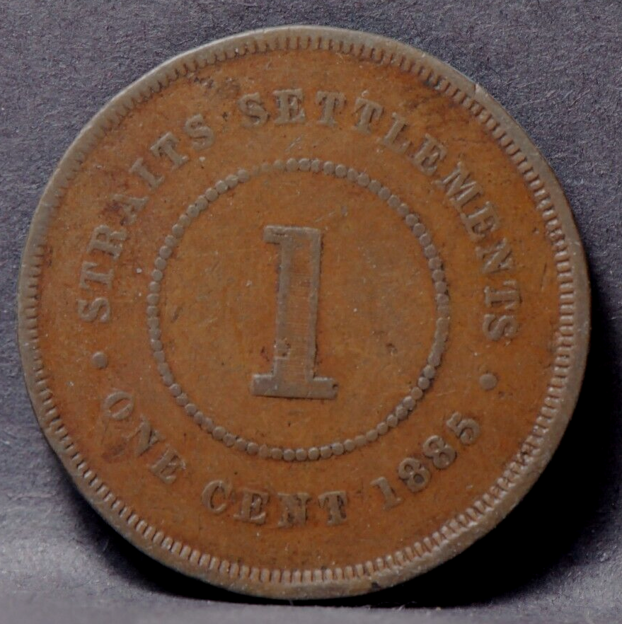 Straits Settlements 1885 Cent, KM9a, Fine, 7-10