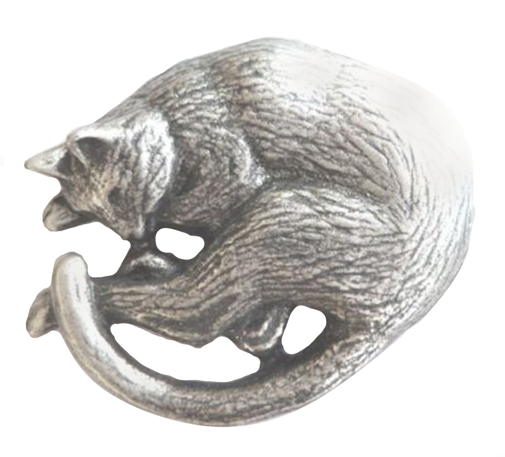 Cat Sleeping Type 2 Pewter Pin Badge