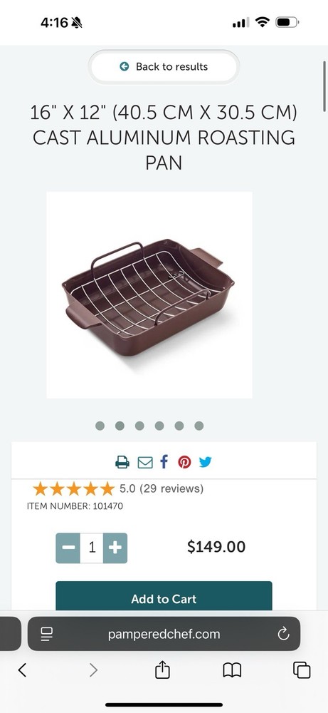 Pampered Chef Cast Aluminum Roasting Pan
