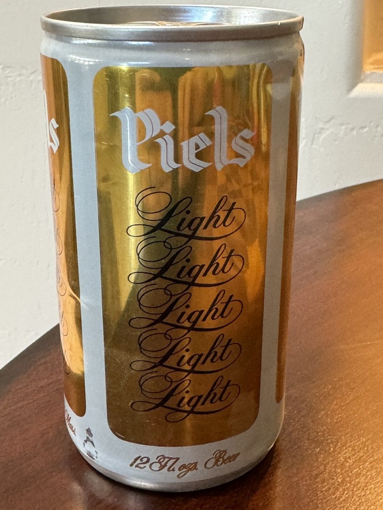 Piels Light - copper colored aluminum empty Beer Can - Bottom Opened