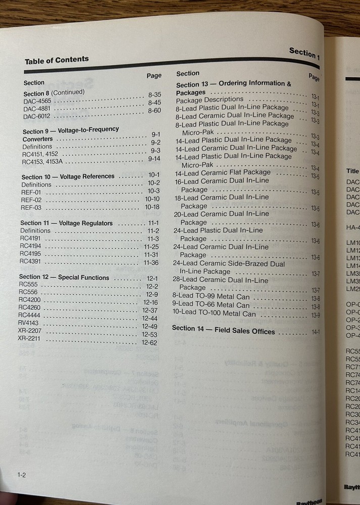 Raytheon Linear Integrated Circuits 1984 Data Book