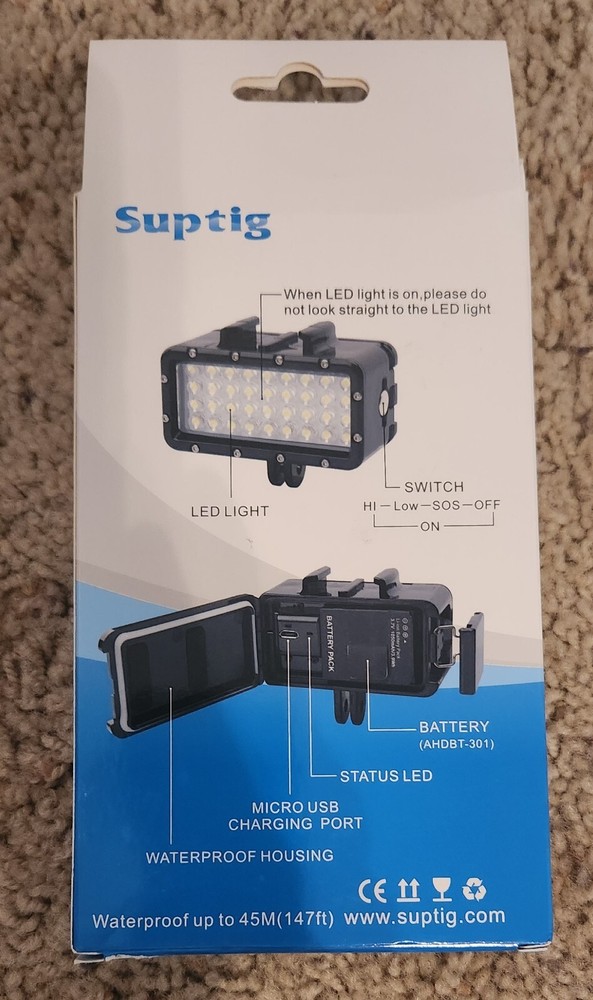Suptig Diving Light High Power Dimmable Waterproof LED Video Light